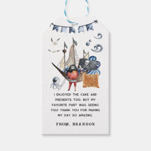 Pirate Themed Birthday Party Thank You Favour Gift Tags