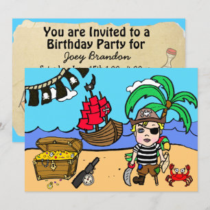 Pirate Themed Boy's Birthday Invitation