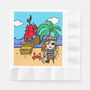 Pirate Themed Boy's Birthday Party Napkin