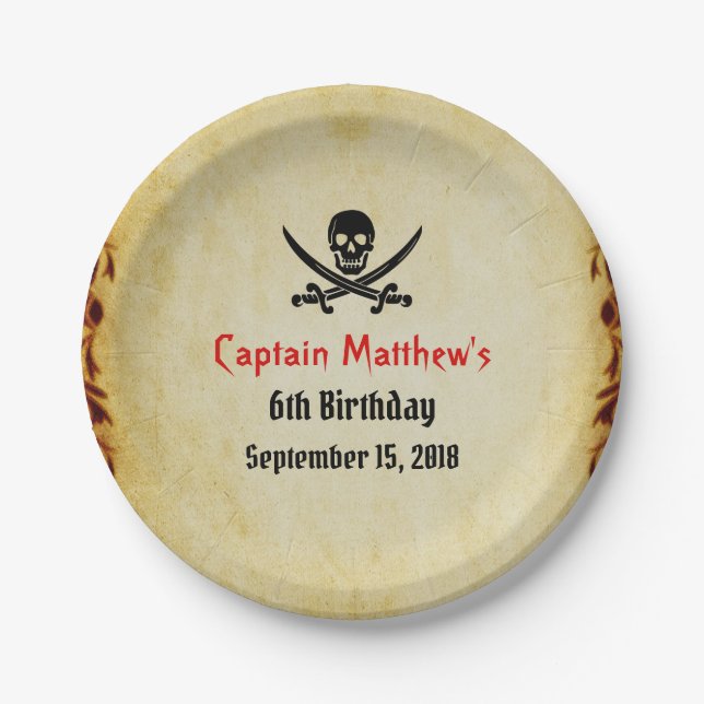 Pirate Themed Customisable Paper Plate (Front)