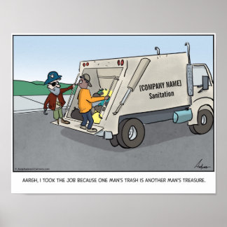 Pirate trash man cartoon personalised poster