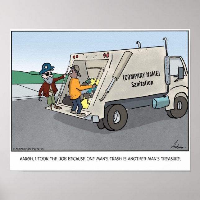 Pirate trash man cartoon personalised poster (Front)