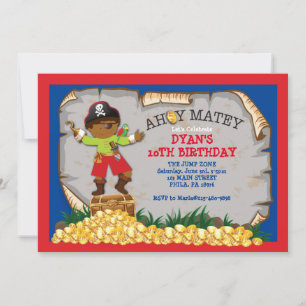 Pirate Treasure Chest Birthday Party Invitation