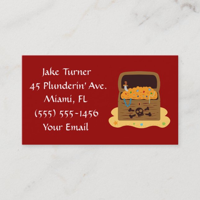 Pirate Treasure Chest Business Cards (Front)