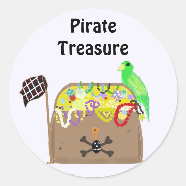 Pirate Treasure Classic Round Sticker (Front)
