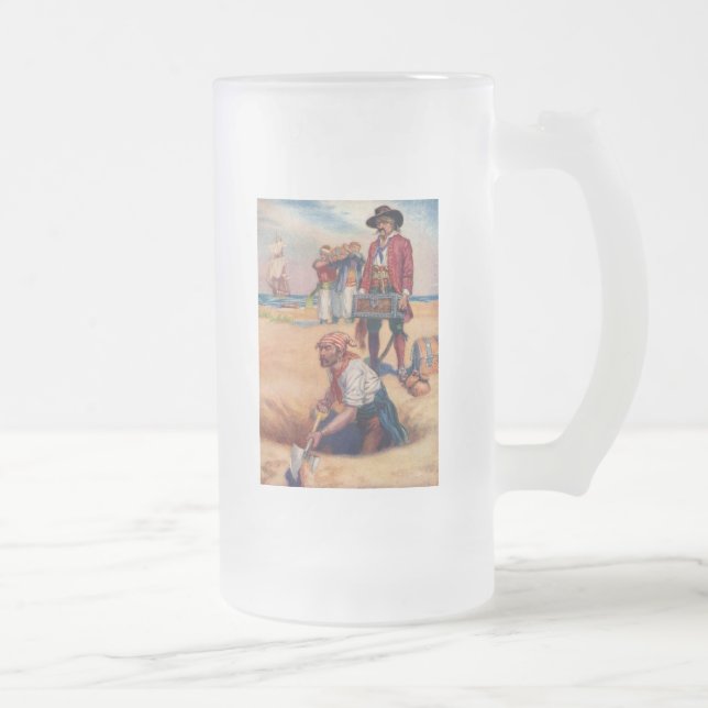 Pirate Treasure Frosted Glass Beer Mug (Right)