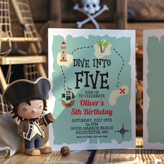 Pirate Treasure map  5th Birthday Invitation (Creator Uploaded)