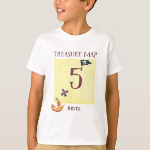 Pirate Treasure Map Age 5 with Name T-Shirt