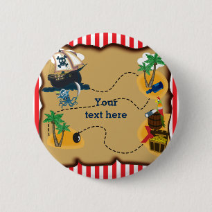 Pirate Treasure Map Birthday Party Pin BUTTON