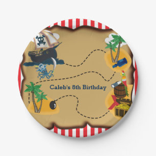 Pirate Treasure Map Birthday Party Plates