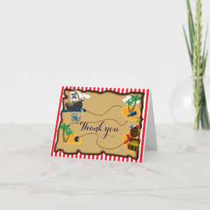 Pirate Treasure Map Birthday Thank You Fold Card