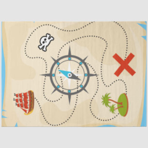 Pirate Treasure Map Cartoon Illustration Tissue Paper