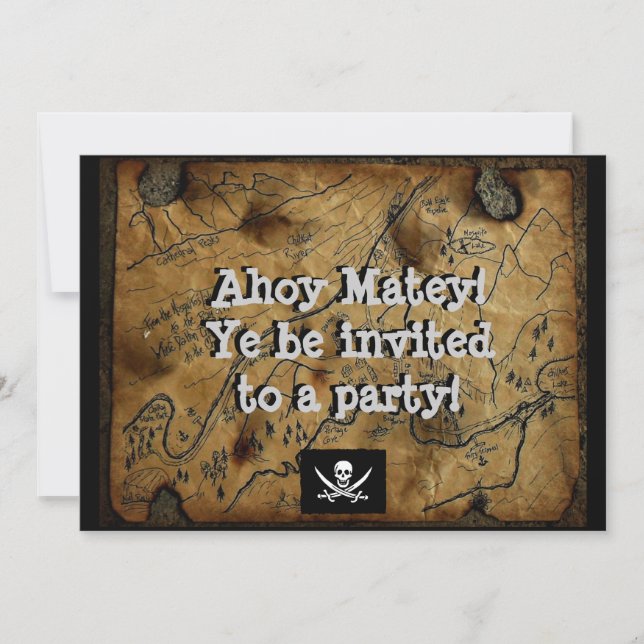 Pirate Treasure Map Haines Alaska Invitation (Front)