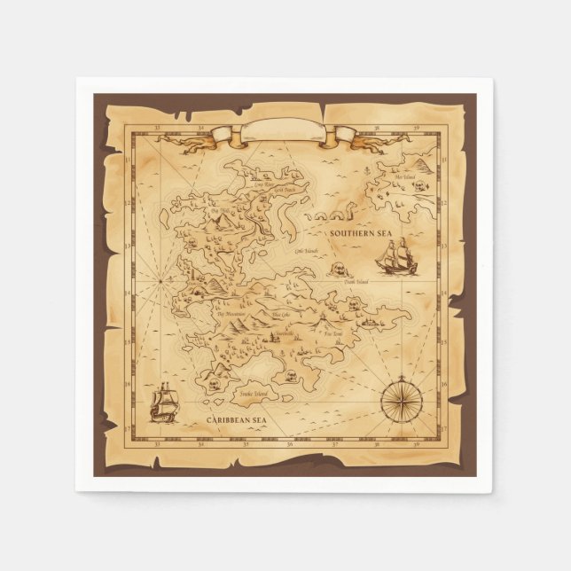 Pirate Treasure Map Napkin (Front)