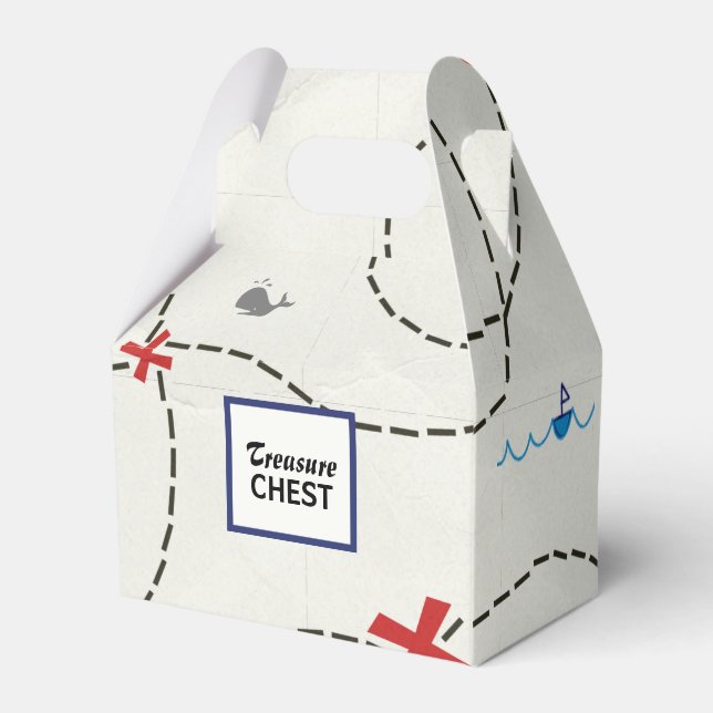 Pirate Treasure Map Ship Whale Personalised Party  Favour Box (Front Side)