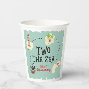 Pirate treasure map two the sea 2nd Birthday Paper Cups