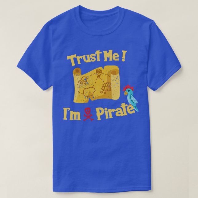 Pirate treasure map with parrot T-Shirt (Design Front)