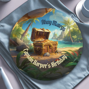 Pirate Treasure & Paradise Island Adventure Paper Plate