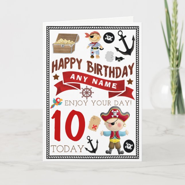 Pirate Treasure Personalised Birthday Card (Front)