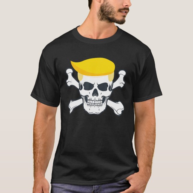 Pirate Trump Skull and Crossbones Republican Presi T-Shirt (Front)