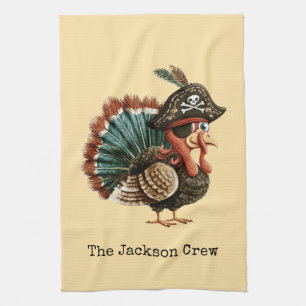 Pirate Turkey Personalised Friendsgiving Bounty Tea Towel