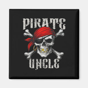 Pirate Uncle Jolly Roger Flag And Skull Crossbones Magnet