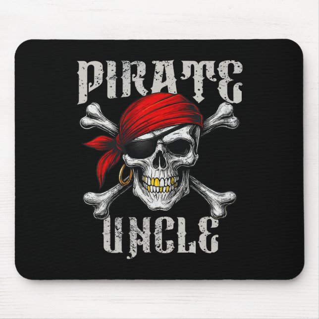 Pirate Uncle Jolly Roger Flag And Skull Crossbones Mouse Mat (Front)