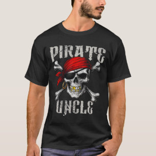 Pirate Uncle Jolly Roger Flag And Skull Crossbones T-Shirt