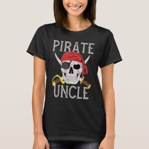 Pirate Uncle Jolly Roger Flag Skull Family Pirates T-Shirt