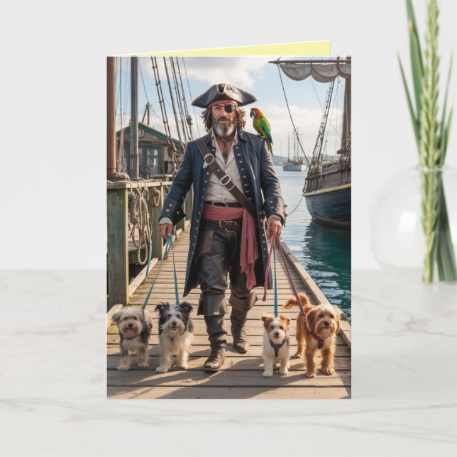Pirate Walkin' the Dog Card (Front)