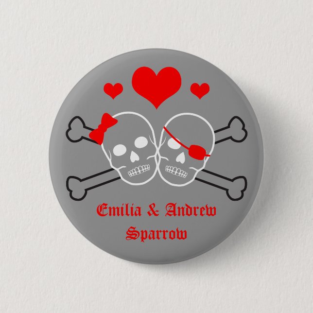 pirate wedding 6 cm round badge (Front)