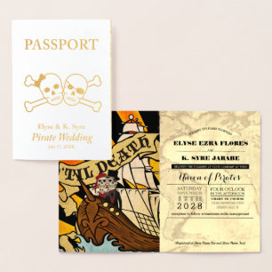 Pirate Wedding Gold Foil Passport Foil Card