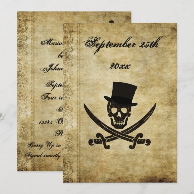 Pirate Wedding Invtation Invitation (Front/Back)