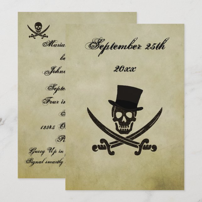 Pirate Wedding Invtation Invitation (Front/Back)