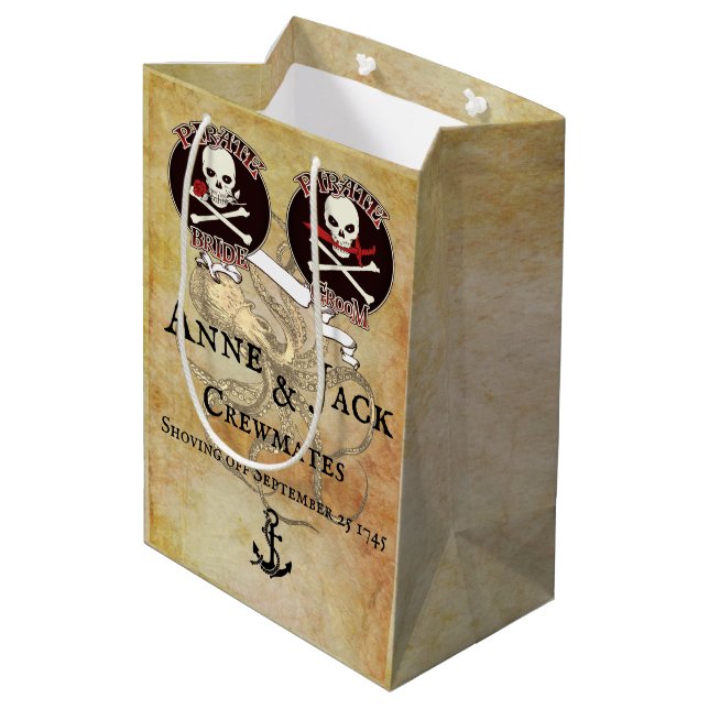 Pirate Wedding Medium Gift Bag (Back Angled)