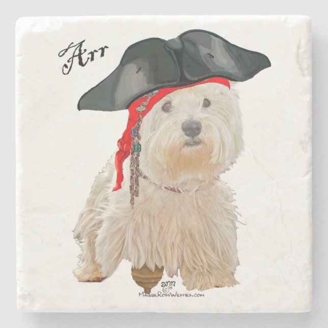 Pirate Westie Stone Coaster (Front)