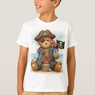 Pirate with Parrot, Teddy and Jolly Roger by Nata T-Shirt