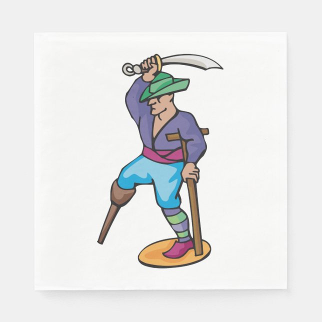 Pirate with Peg Leg and Sword Napkin (Front)