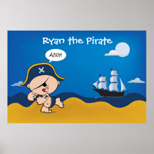 Pirate with ship decor for a kid's room - Poster