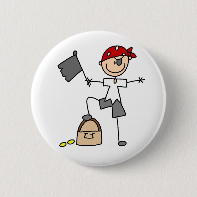 Pirate With Treasure Button (Front)