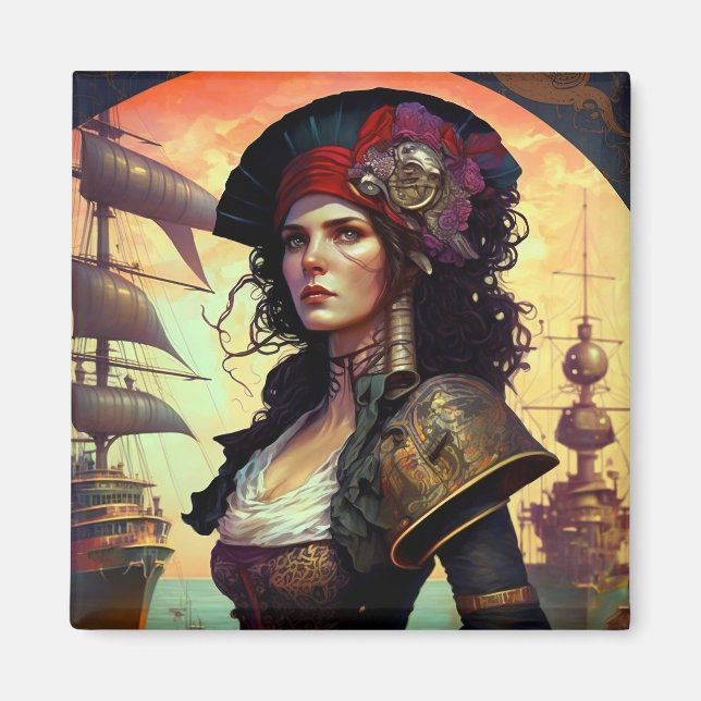 Pirate Woman Fantasy Art Magnet (Front)