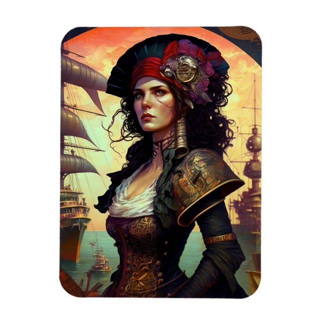 Pirate Woman Fantasy Art Magnet (Vertical)