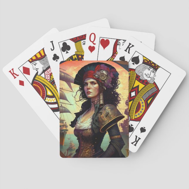 Pirate Woman Fantasy Art Playing Cards (Back)