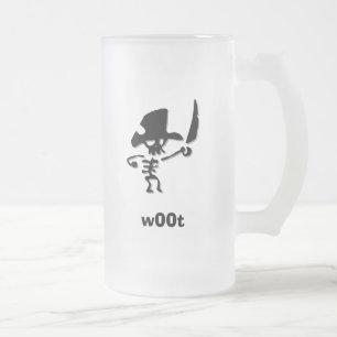 Pirate woot frosted glass beer mug