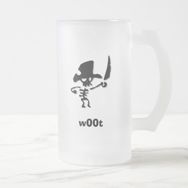 Pirate woot frosted glass beer mug (Right)