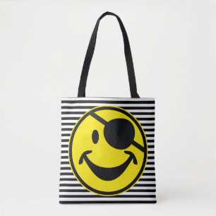 Pirate yellow & black narrow stripes tote bag