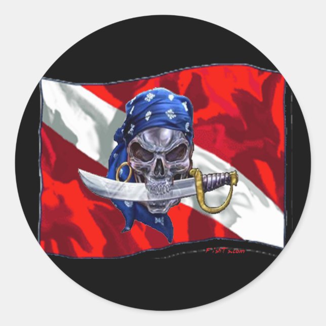 piratediveflag copy classic round sticker (Front)