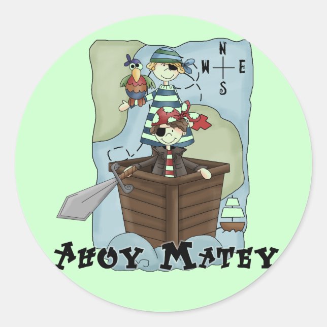 Pirates Ahoy Tshirs and Gifts Classic Round Sticker (Front)