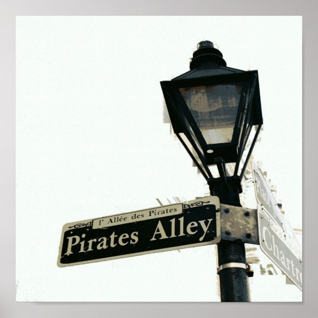 Pirate's Alley in Black & White Poster (Front)