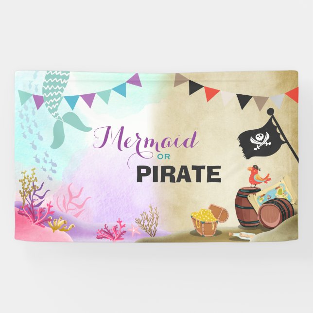 Pirates and Mermaids Birthday Party Banner (Horizontal)